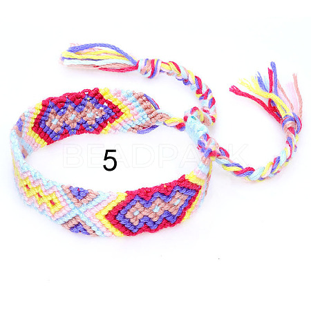 Cotton Braided Rhombus Pattern Cord Bracelet FIND-PW0013-003A-05-1