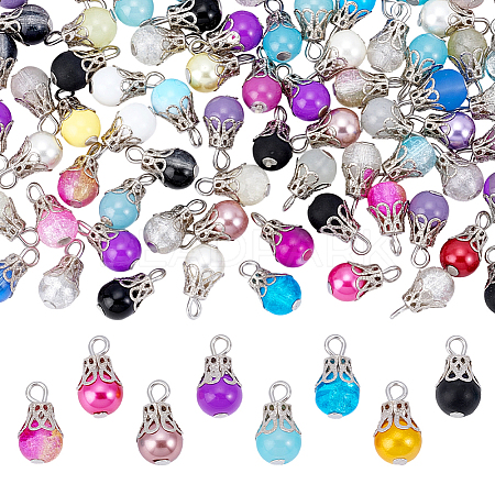 120Pcs Glass Pendants PALLOY-PHE00012-1