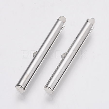 Brass Slide On End Clasp Tubes X-KK-Q747-11H-P-1
