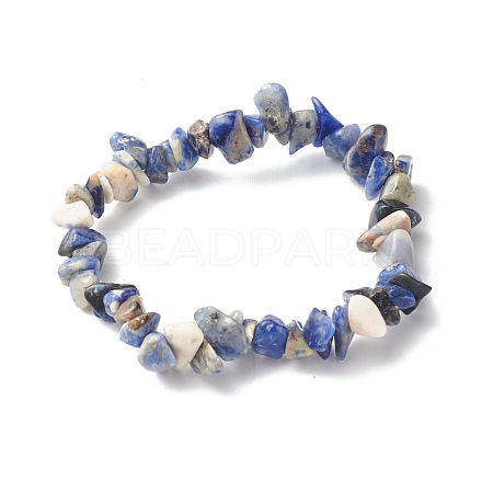 Natural Sodalite Beads Stretch Bracelets for Children BJEW-JB06388-03-1