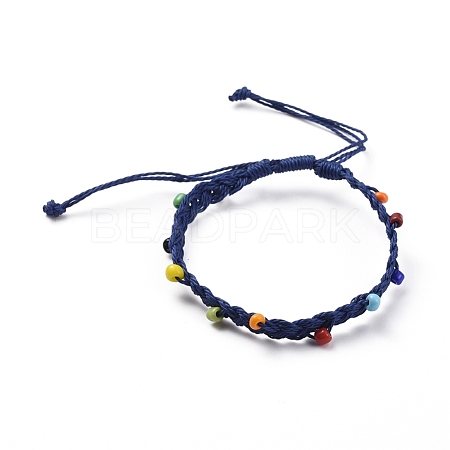 Waxed Polyester Cord Braided Bead Bracelets BJEW-JB04792-05-1