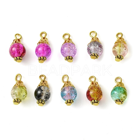 10Pcs 10 Color Round Glass Round Pendant PALLOY-JF02281-1