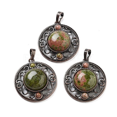 Natural Unakite Pendants G-Q158-03A-R09-1