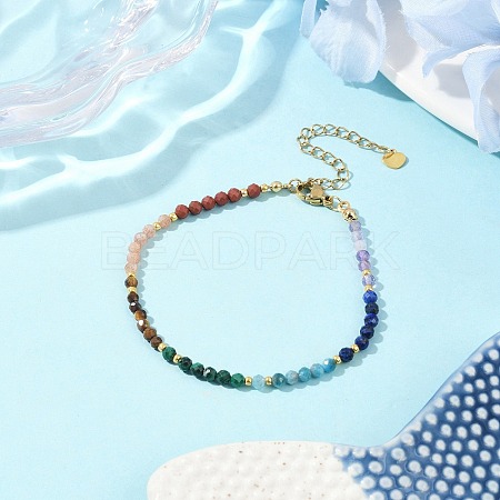 Chakra Natural Mixed Gemstone Chips Beaded Bracelets for Women BJEW-JB11631-01-1