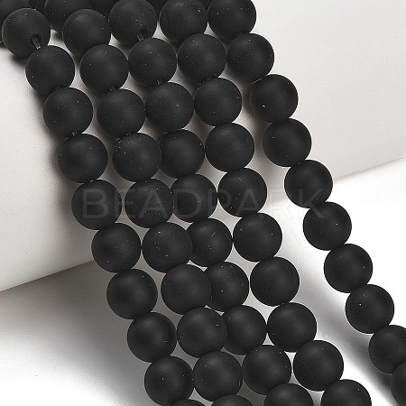Natural Brazil Black Onyx(Dyed & Heated) Beads Strands G-Z024-01B-8mm-01-1