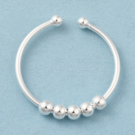 925 Sterling Silver Open Cuff Rings RJEW-P091-01A-S-1