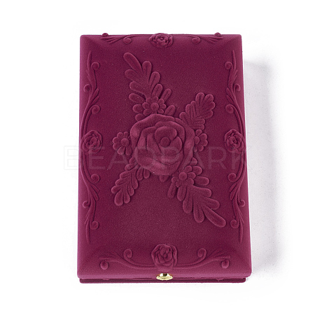 Rose Flower Pattern Velvet Jewelry Set Boxes VBOX-O003-02-1