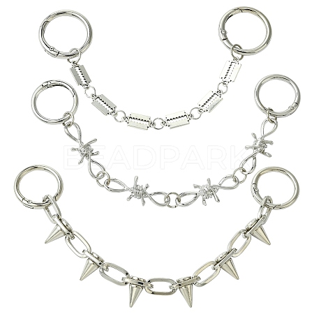 6Pcs 3 Styles Hip-hop Style Stainless Steel Shoe Chains FIND-CJ0003-91-1