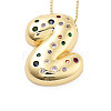 Brass Micro Pave Cubic Zirconia Letter Pendant Necklaces KK-Z069-01G-Z-1