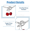 2 Set 2 Color Resin Cherry Pendant Necklace & Charm Bracelet & Dangle Stud Earrings SJEW-FI0001-18-4