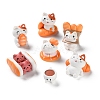 7Pcs Resin Cat with Bread Display Decoration AJEW-S037-03-1