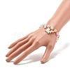 Candy Color Round Beaded Stretch Bracelet with Heart Unicorn Charm for Women BJEW-JB07636-04-3