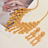 Alloy Hollow Flower Tassels Stud Dangle Earrings & Necklaces Sets for Women IF2968-1