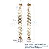 Brass Spool Leaf Chains Dangle Stud Earrings EJEW-JE03780-4