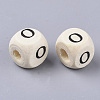 Printed Natural Wood Beads WOOD-T026-001O-2