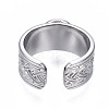 304 Stainless Steel Open Cuff Finger Ring Cabochon Settings STAS-T060-05-M-3