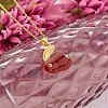 Red Dyed Natural White Jade & Cubic Zirconia Bunny Pendant Necklace JN1072A-5