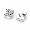 Alloy Initial Slide Charms with Grade A Rhinestones ALRI-R032-Z-FF-2