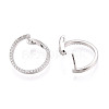 Brass Micro Pave Clear Cubic Zirconia Ring Hoop Earrings X-EJEW-T048-38P-3