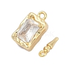 Brass Micro Pave Clear Cubic Zirconia Box Clasps KK-P291-40G-2