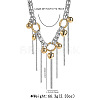 Brass & Alloy Round Ball Chain Tassel Bib Necklaces for Women WGA86A7-01-5