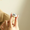 Oval 304 Stainless Steel with Natural Howlite Finger Rings FS-WGC5475-12-1