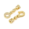 Brass Micro Pave Clear Cubic Zirconia Fold Over Clasps KK-H202-19G-2