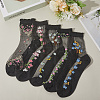 5Pairs Flower Chinlon Glass Silk Socks for Women AJEW-WH20088-007-3