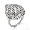 Plating Brass Micro Pave Cubic Zirconia Open Cuff Rings RJEW-K266-14P-1