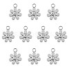 10Pcs 430 Stainless Steel Small Flower Pendants JX236A-1