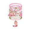 7Pcs Boot Western Cowgirl Style Polymer Clay Heishi & CCB Plastic & Natural Rose Quartz Beaded Bracelets FS-WG5CAF3-01-1