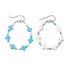 2Pcs 2 Colors Synthetic Turquoise & Non-magnetic Hematite Beaded Bracelets for Women BJEW-JB12222-2