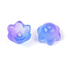 Transparent Two Tone Spray Painted Glass Bead Caps A-GLAA-Q089-002B-003-2