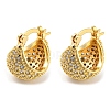 Brass Micro Pave Clear Cubic Zirconia Dome Hoop Earrings EJEW-Q785-10G-1