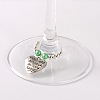 Tibetan Style Heart with Word You Are Always In My Heart Wine Glass Charms AJEW-JO00028-03-2