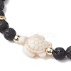 Adjustable 6mm Round Natural Lava Rock Braided Bead Bracelets BJEW-JB10615-02-3