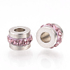 201 Stainless Steel Polymer Clay Rhinestone Inlaid Beads RB-R052-10-1