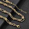 304 Stainless Steel Oval Textured Infinity Link Chain Necklaces for Women Men NJEW-K249-20A-G-3