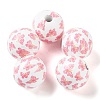 Easter Theme Printed Wood European Beads WOOD-M010-02H-1