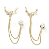 Deer & Round Acrylic Pearl with Tassel Chain Brooch Pin JEWB-K006-13G-1