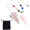 SUNNYCLUE Natural Rose Quartz Cone Dowsing Pendulums G-SC0002-22D-1