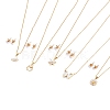 Brass Cubic Zirconia Pendant Necklace & Stud Earring Jeweley Sets SJEW-L154-10G-2