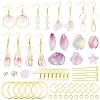 DIY Leaf & Flower Glass Earrings Jewelry Making Kits DIY-FS0007-06-2