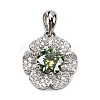 925 Sterling Silver  Moissanite Rhinestone Flower Charms STER-D308-01B-P-1