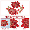 2Pcs 2 Style Peony Polyester Embroidery Sew on Clothing Patches PATC-NB0001-11C-5
