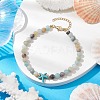 Natural Flower Amazonite &  Synthetic Turquoise Charm Anklets for Women AJEW-AN00616-03-2