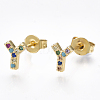 (Jewelry Parties Factory Sale)Brass Micro Pave Cubic Zirconia Ear Studs EJEW-S201-42Y-2
