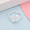 925 Sterling Silver Micro Pave Clear Cubic Zirconia Open Cuff Rings for Women STER-N016-140S-3