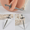 304 Stainless Steel Jet Rhinestone Sword Shaped Cartilage Earrings FS-WG69314-01-2