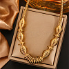 304 Stainless Steel Irregular Twisted Chain Spiral Bib Necklaces for Women NJEW-B127-01G-05-1